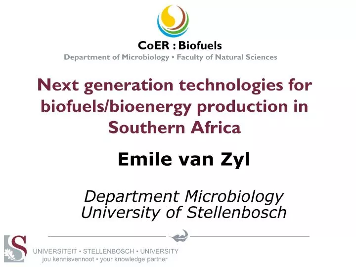 next generation technologies for biofuels bioenergy production in southern africa