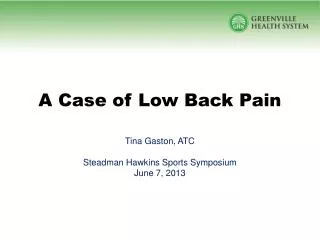 A Case of Low Back Pain