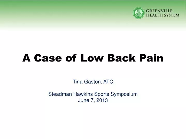 a case of low back pain