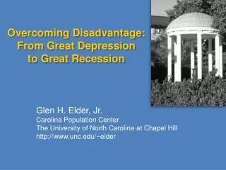Overcoming Disadvantage: From Great Depression to Great Recession