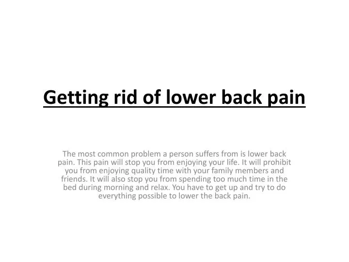 getting rid of lower back pain