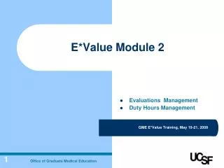 E*Value Module 2