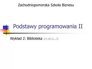 podstawy programowania ii
