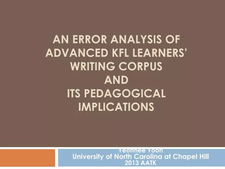 an error analysis of advanced kfl learners writing corpus and its pedagogical implications