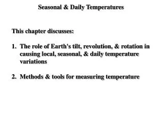 Seasonal &amp; Daily Temperatures