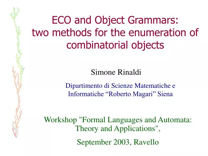 eco and object grammars two methods for the enumeration of combinatorial objects