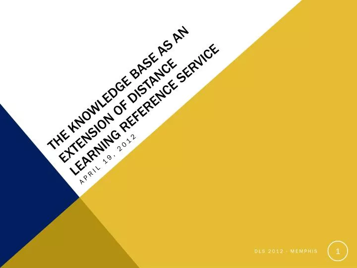 the knowledge base as an extension of distance learning reference service