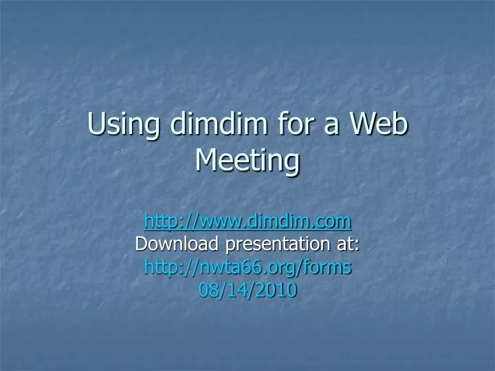 using dimdim for a web meeting