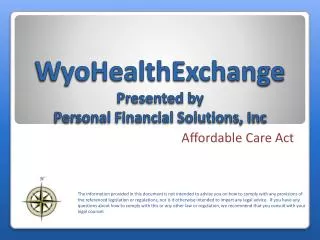 WyoHealthExchange Presented by Personal Financial Solutions, Inc