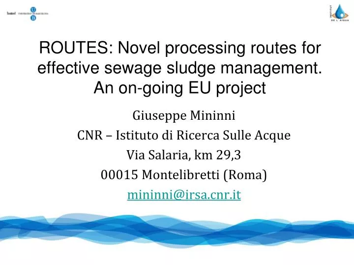 routes novel processing routes for effective sewage sludge management an on going eu project