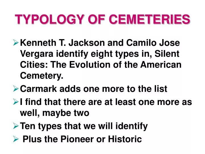 typology of cemeteries
