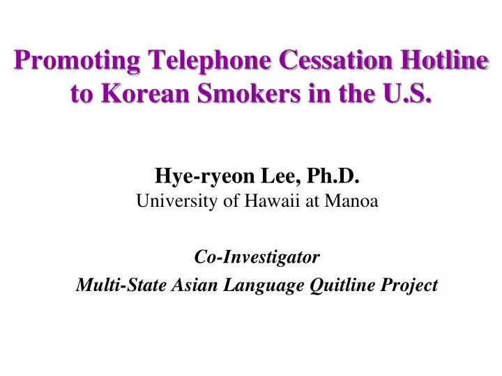 promoting telephone cessation hotline to korean smokers in the u s