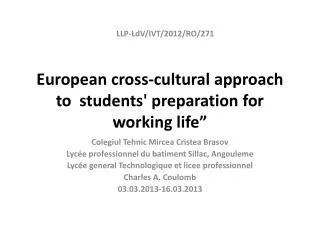 european cross cultural approach to students preparation for working life