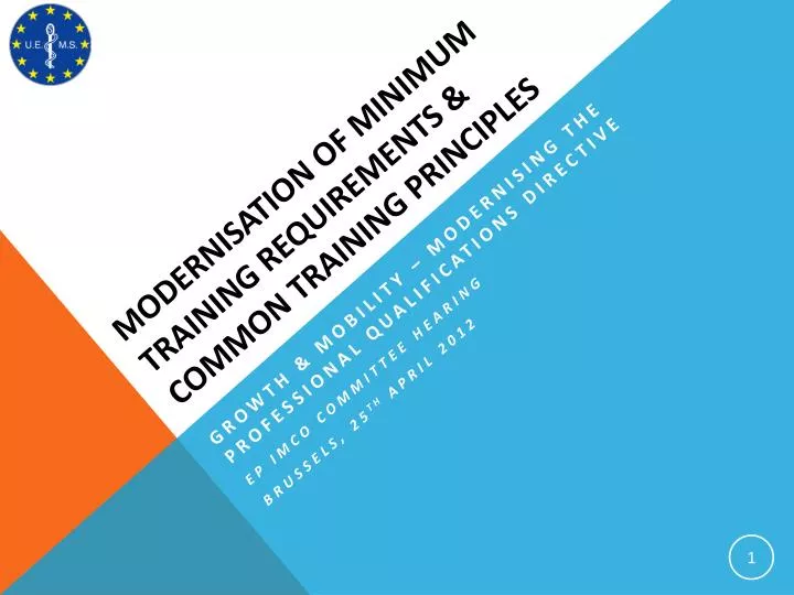 modernisation of minimum training requirements common training principles