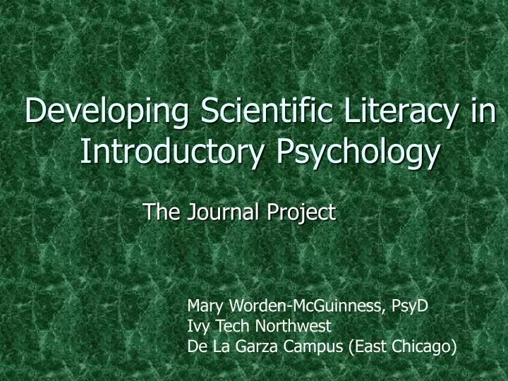 developing scientific literacy in introductory psychology