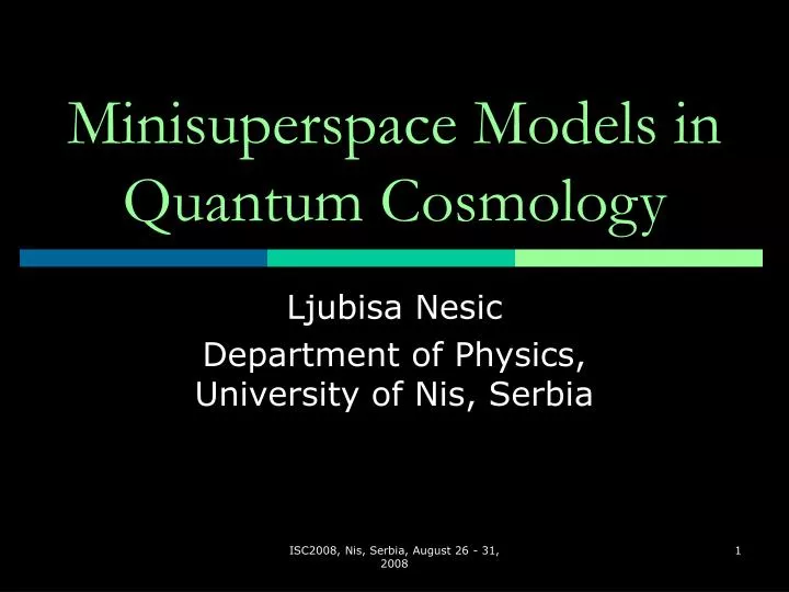 minisuperspace models in quantum cosmology