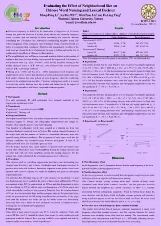 Evaluating the Effect of Neighborhood Size on Chinese Word Naming and Lexical Decision