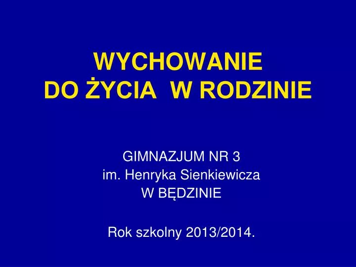 wychowanie do ycia w rodzinie