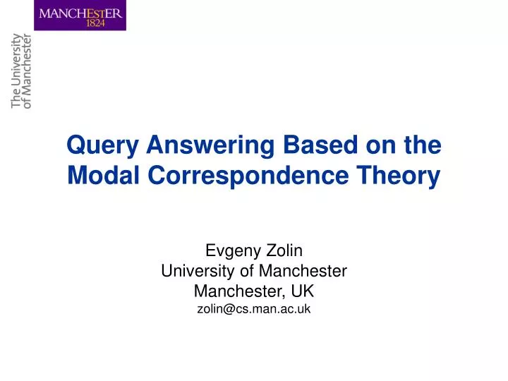 query answering based on the modal correspondence theory
