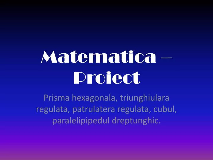 matematica proiect