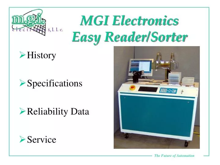 mgi electronics easy reader sorter