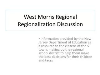 West Morris Regional Regionalization Discussion