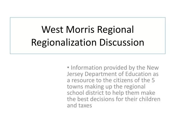 west morris regional regionalization discussion