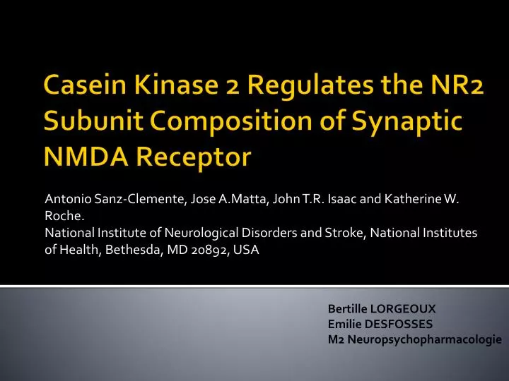 casein kinase 2 regulates the nr2 subunit composition of synaptic nmda receptor