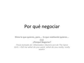 por qu negociar
