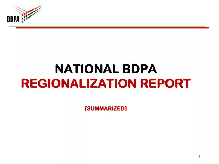 national bdpa regionalization report summarized