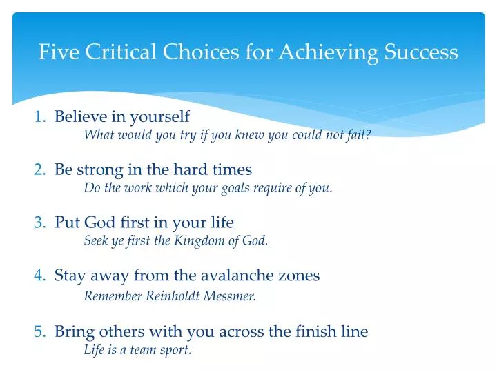 five critical choices for achieving success