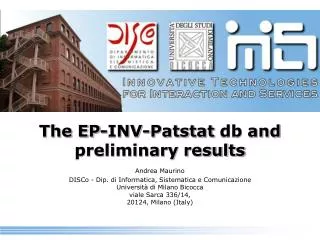 The EP-INV- Patstat db and preliminary results