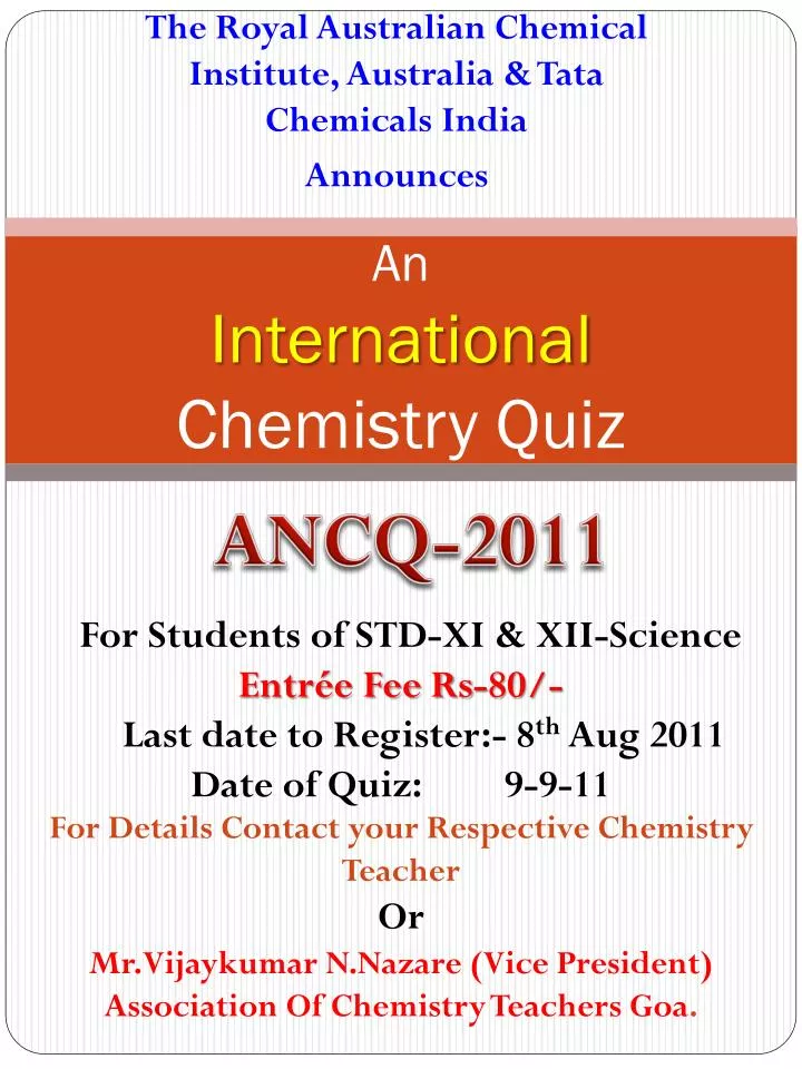 an international chemistry quiz