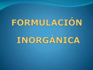 formulaci n inorg nica
