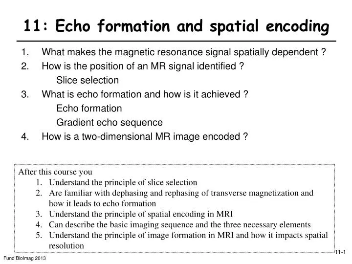 11 echo formation and spatial encoding