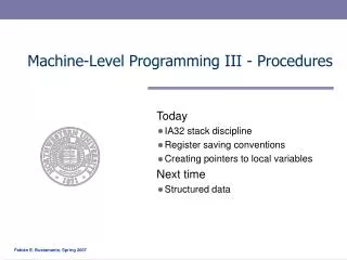 machine level programming iii procedures