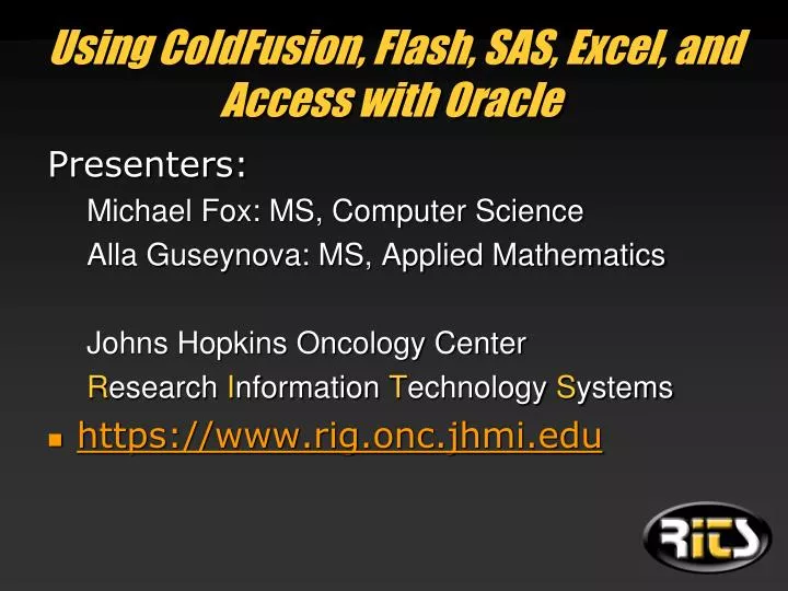 using coldfusion flash sas excel and access with oracle