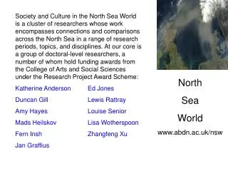 North Sea World abdn.ac.uk/nsw