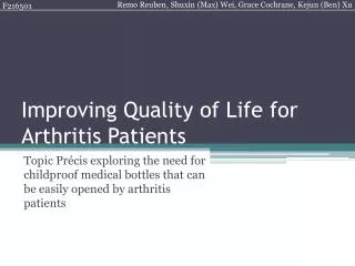 Improving Quality of Life for Arthritis Patients