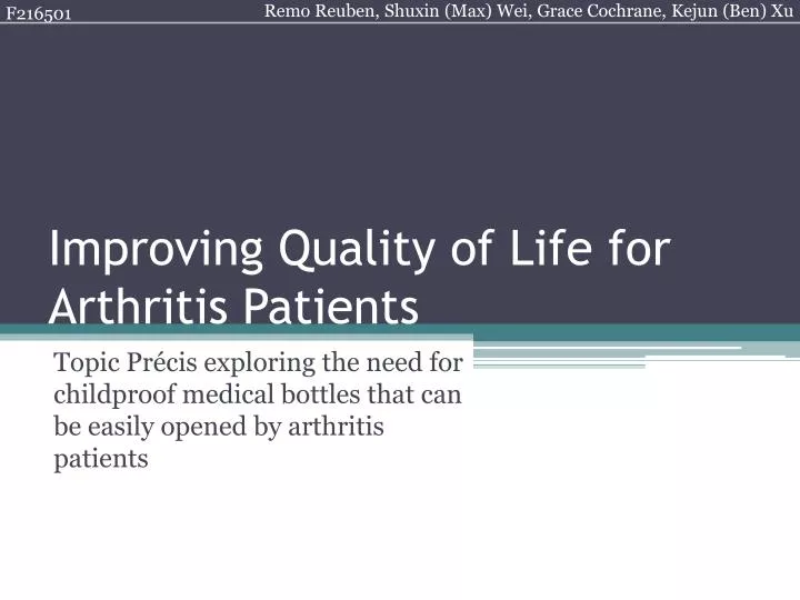 improving quality of life for arthritis patients