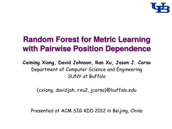 random forest for metric learning with pairwise position dependence