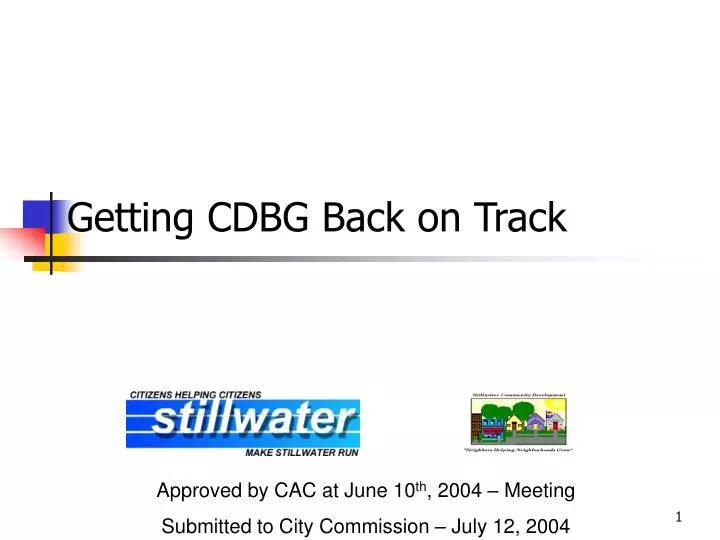 getting cdbg back on track