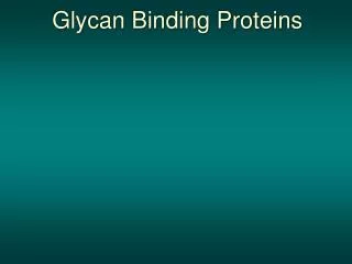 Glycan Binding Proteins