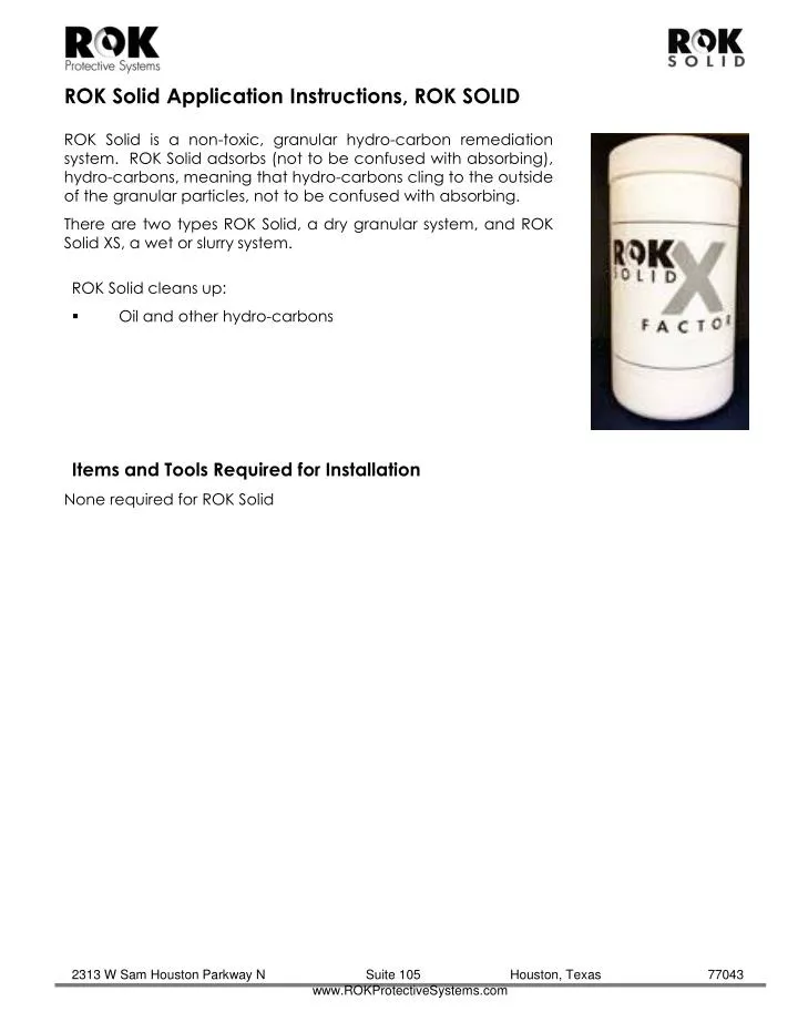 rok solid application instructions rok solid