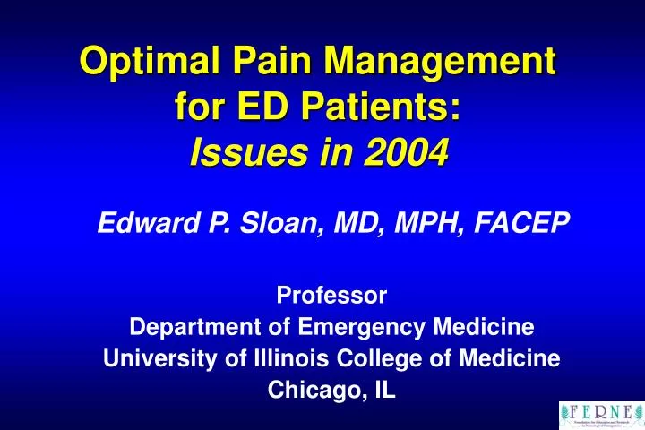 optimal pain management for ed patients issues in 2004