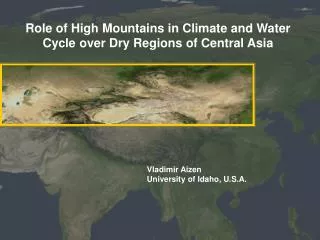 Role of High Mountains in Climate and Water Cycle over Dry Regions of Central Asia