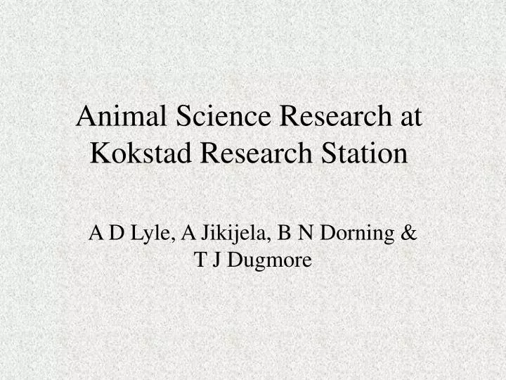 animal science research at kokstad research station