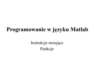 programowanie w j zyku matlab
