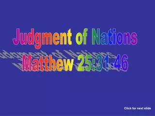 Judgment of Nations Matthew 25:31-46
