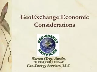 GeoExchange Economic Considerations